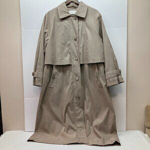 Sue‎ Brett Vintage Womens Classic Tan Beige Long Rain Trench Coat Size 16W